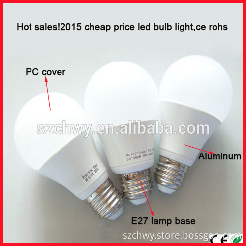 Low price 9w led light bulbs with 2 years warranty